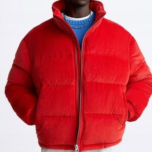 Zara DNWR Men's Puffer Casual Fall Winter Jacket Size XL Red
